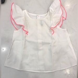 Jacadi white vest with hot pink piping